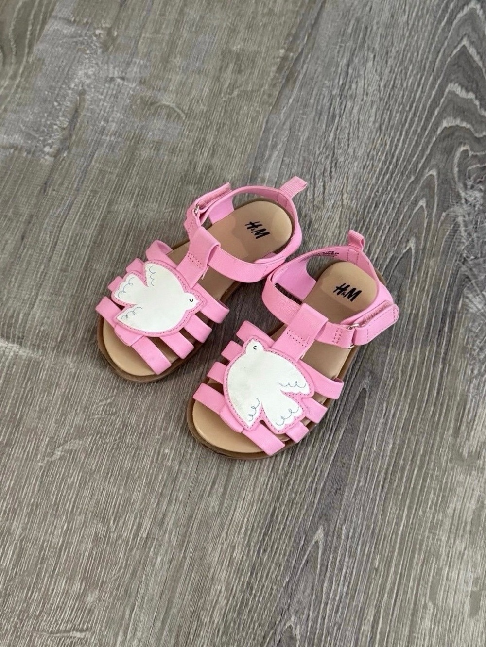 H&M Pink Girls' Sandals with White Dove Applique